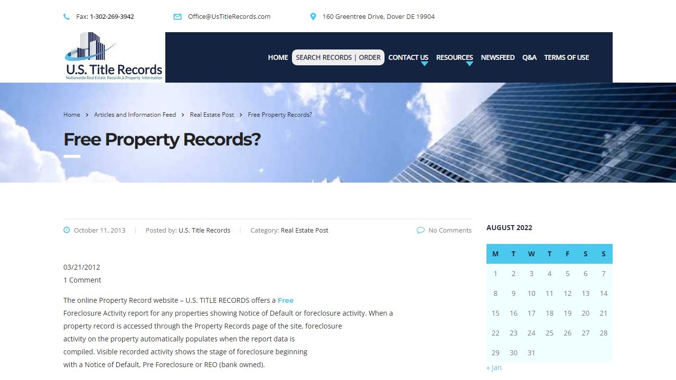 Free Property Records and title search access with online database