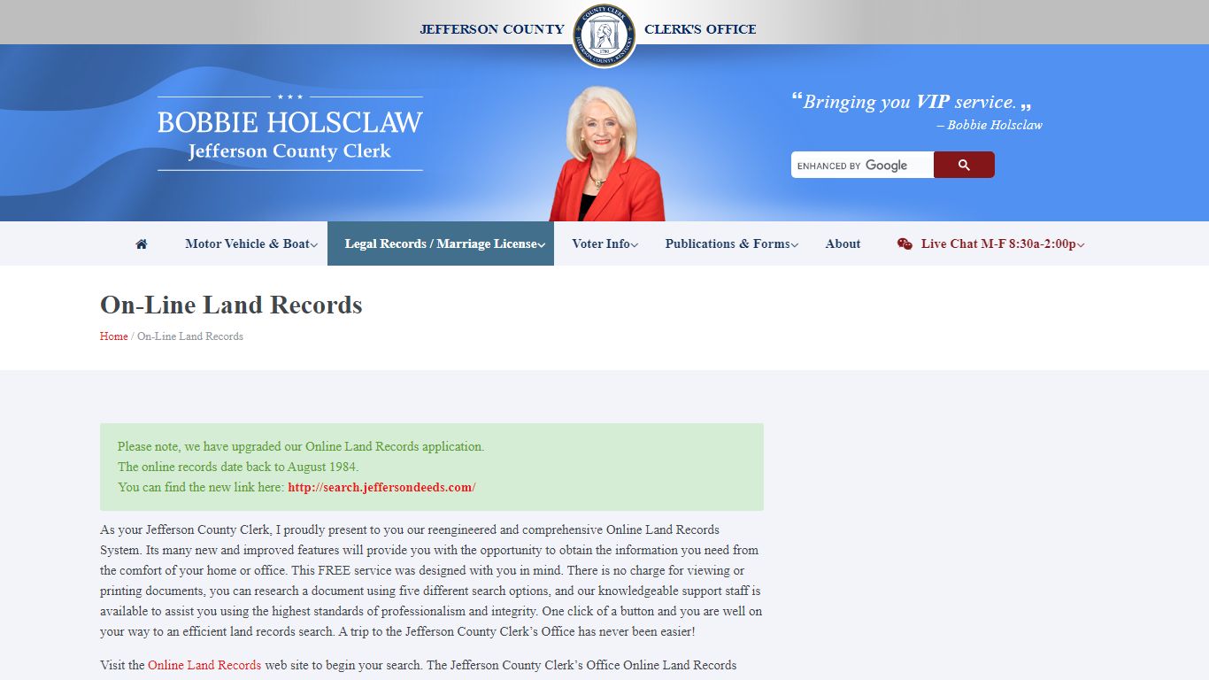 On-Line Land Records - Jefferson County Clerk | Bobbie Holsclaw